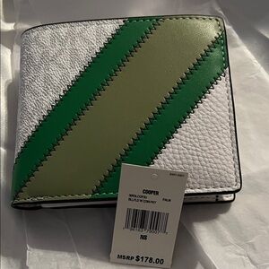 Michael Kors White and Green Men's Bi-Fold Wallet